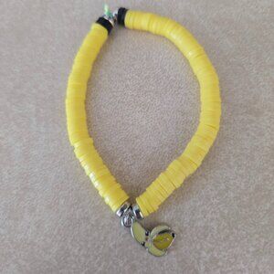 🍌 Yellow Clay Bead Bracelet with Banana Charm 🍌